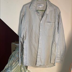 Vintage‎ Blue and White Casual Button Up Shirt Shacket Marshall Field’s Men’s L